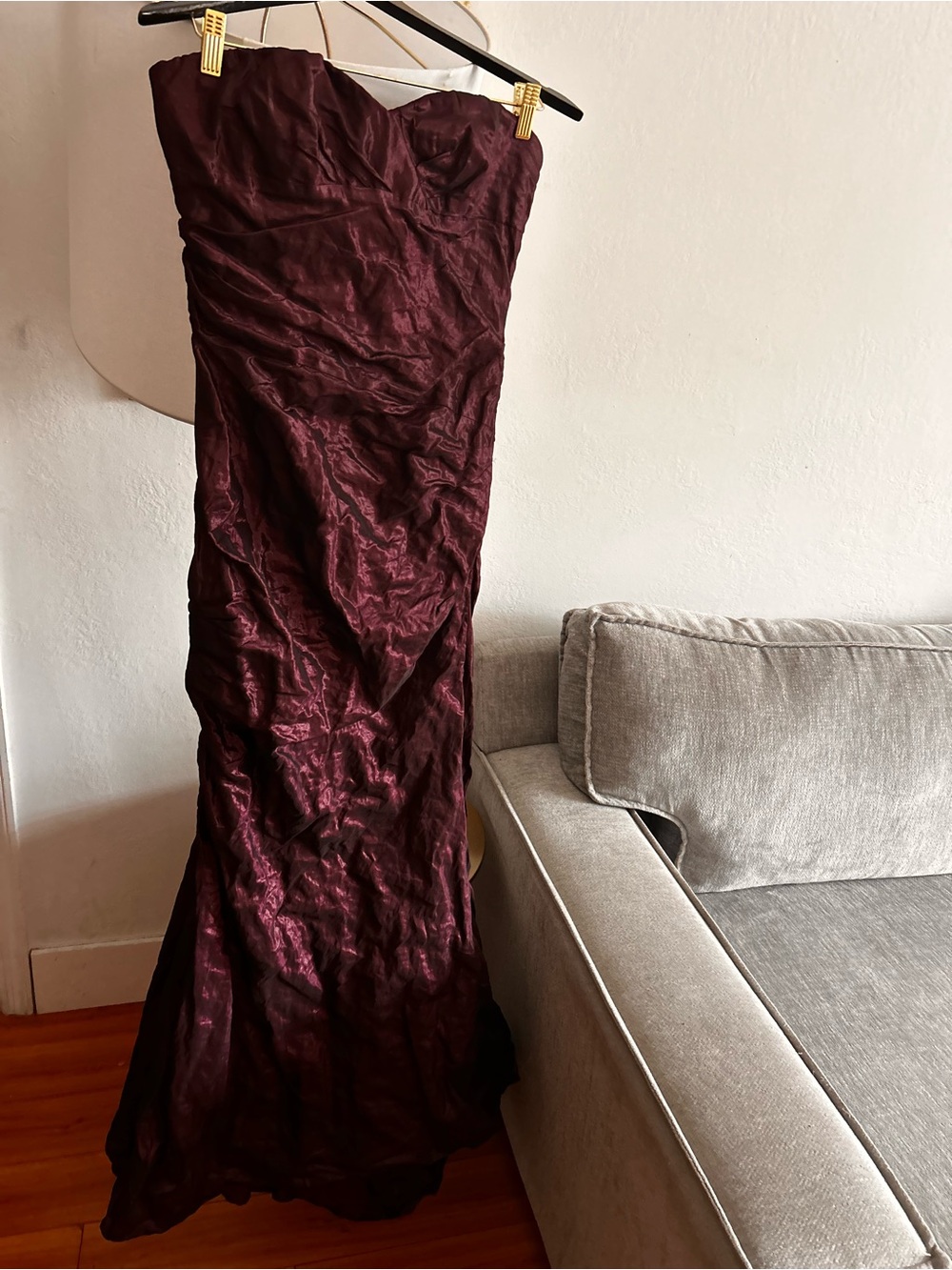 Y2K Carmen Marc Valvo Maxi Dress 8 Strapless Burgundy Mermaid Whimsigoth Vampy